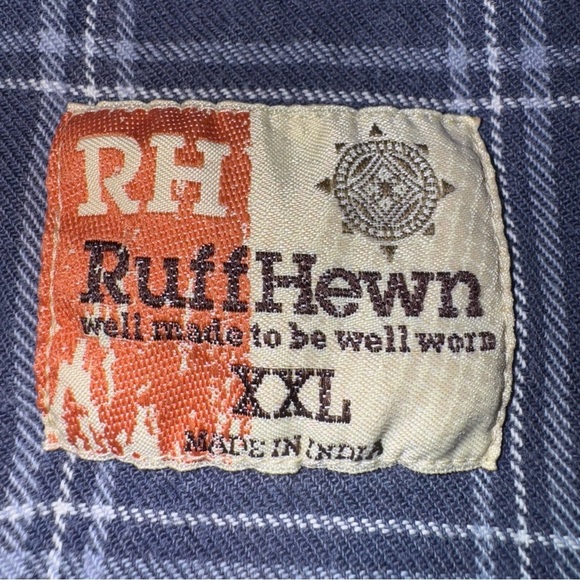 Ruff Hewn Men’s Flannel Shirt SZ XXL Blues Pearl Snaps Yoke 100% Cotton Western - Picture 5 of 7